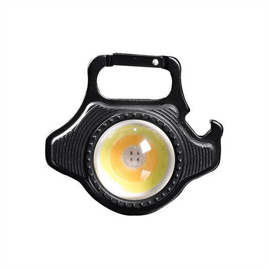 COB Rechargeable Keychain Light with Built-in Battery, Type-C Charging, Bottle Opener, Battery Indicator, Magnet &amp; 6 Lighting Modes